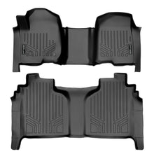 Load image into Gallery viewer, SMARTLINER Floor Mats 2 Row Liner Set Black Compatible With 19-21 Silverado/Sierra 1500 20-22 2500/3500 Crew Cab with 1st Row Bench Seat (SA0401/B0400)