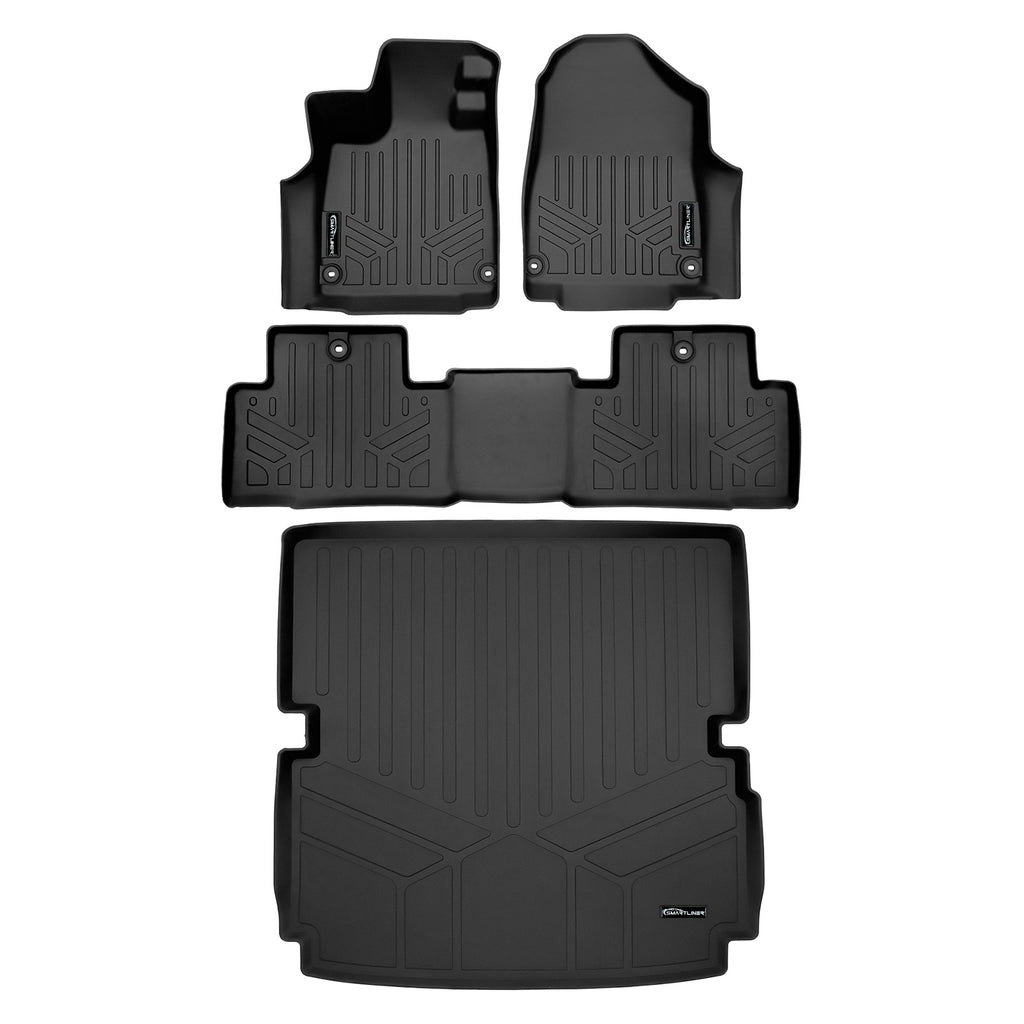SMARTLINER Custom Fit All Weather Protection Black 2 Row Floor Liners & Cargo Liner behind the 2nd Row Seats Compatible With 2022-2025 Acura MDX (SA0581/B0581/D0581)