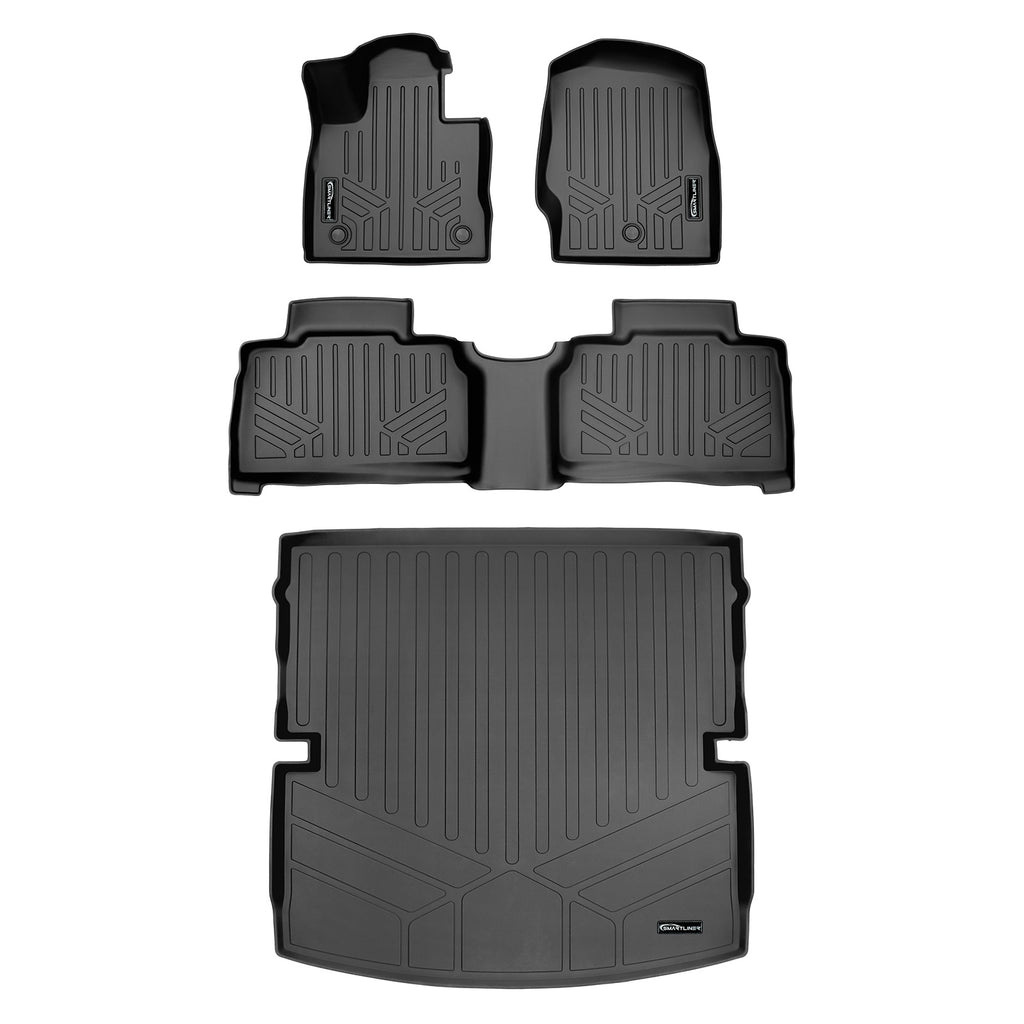 SMARTLINER Custom Fit Floor Mats 2 Rows and Cargo Liner Behind 2nd Row Set Black Compatible With 2020-2023 Explorer Fits 6 /7 Passenger Models (SA0423/B0423/D0423)