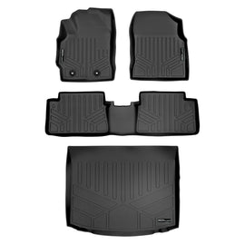 SMARTLINER Custom Fit All Weather Protection Black 2 Row Floor Liners & Cargo Liner behind the 2nd Row Seats Compatible With 2016 Scion iM (SA0299/B0299/D0299)