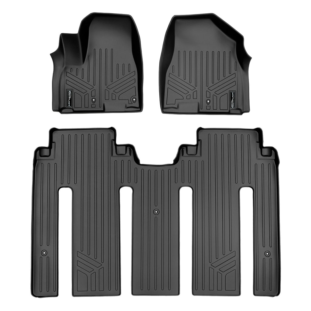 SMARTLINER Custom Fit Floor Mats 2 Row Liner Set Black Compatible With 2015-2021 Kia Sedona 7 Passenger Model Only (SA0203/B0239)