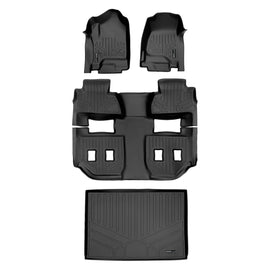 SMARTLINER Custom Fit Floor Mats 3 Rows and Cargo Liner Behind 3rd Row Set Black Compatible With 2015-2020 Chevy Suburban / GMC Yukon XL (SA0136/B0159/E0159)