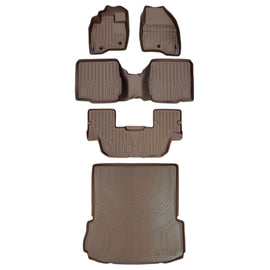 SMARTLINER Custom Fit Floor Mats 3 Rows and Cargo Liner Set Tan Compatible With 2017-2019 Ford Explorer with 2nd Row Center Console (SA1245/B1109/C1082/D1082)