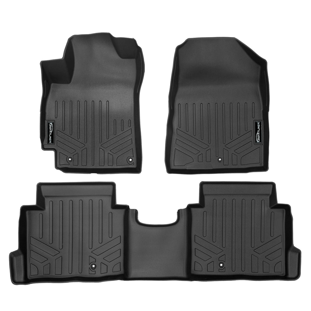 SMARTLINER Custom Fit All Weather Protection Black 2 Row Floor Liners Compatible With 2017-2020 Hyundai Elantra (SA0268/B0268)