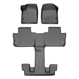 SMARTLINER Custom Fit Floor Mats 3 Row Liner Set Grey Compatible With 2017-2021 GMC Acadia with 2nd Row Bucket Seats (SA2230/B2230)