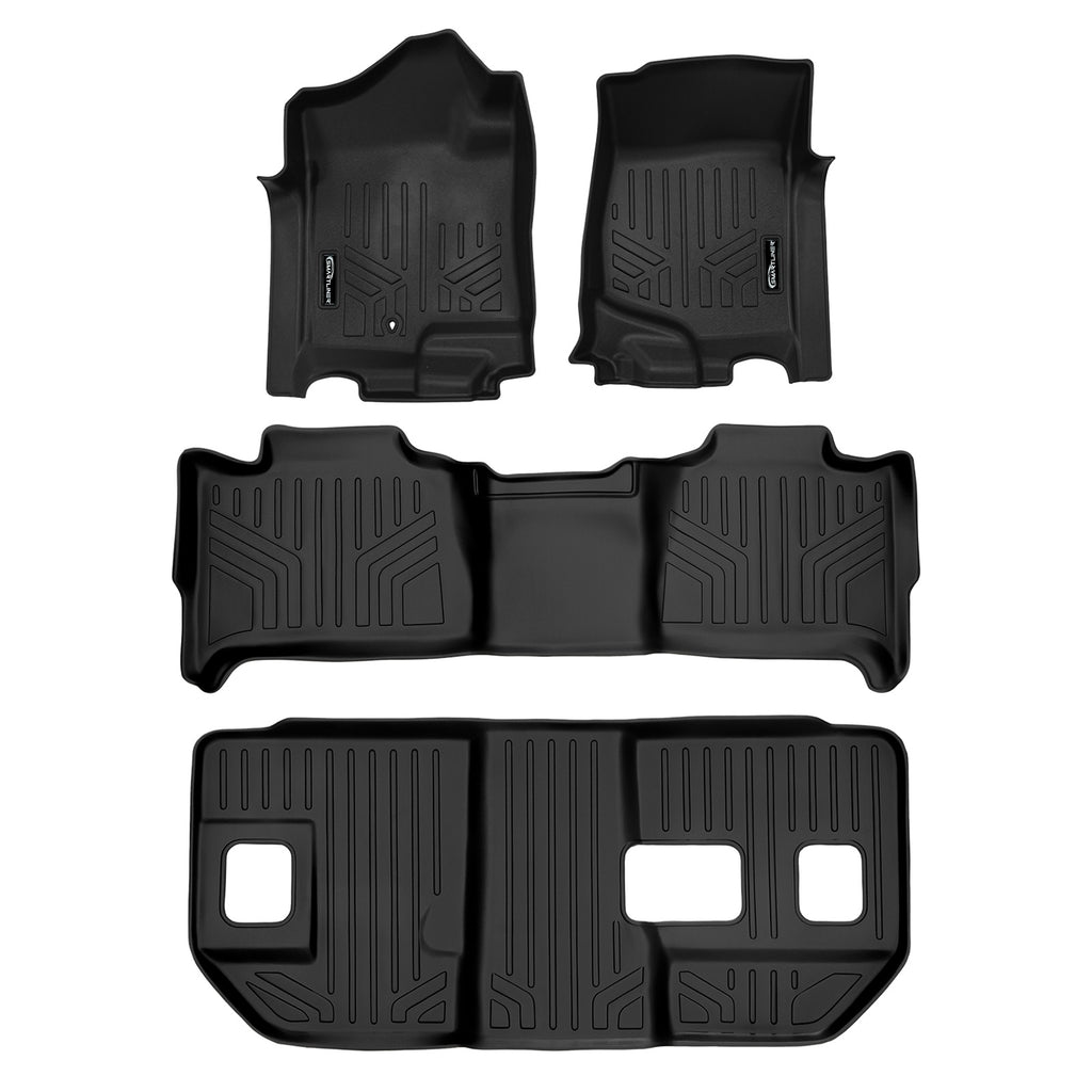 SMARTLINER Custom Fit Floor Mats 3 Row Liner Set Black Compatible With 2007-2014 Chevrolet Suburban / GMC Yukon XL and Denali XL (SA0015/B0015/C0015)