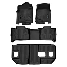 SMARTLINER Custom Fit Floor Mats 3 Row Liner Set Black Compatible With 2007-2014 Chevrolet Suburban / GMC Yukon XL and Denali XL (SA0015/B0015/C0015)