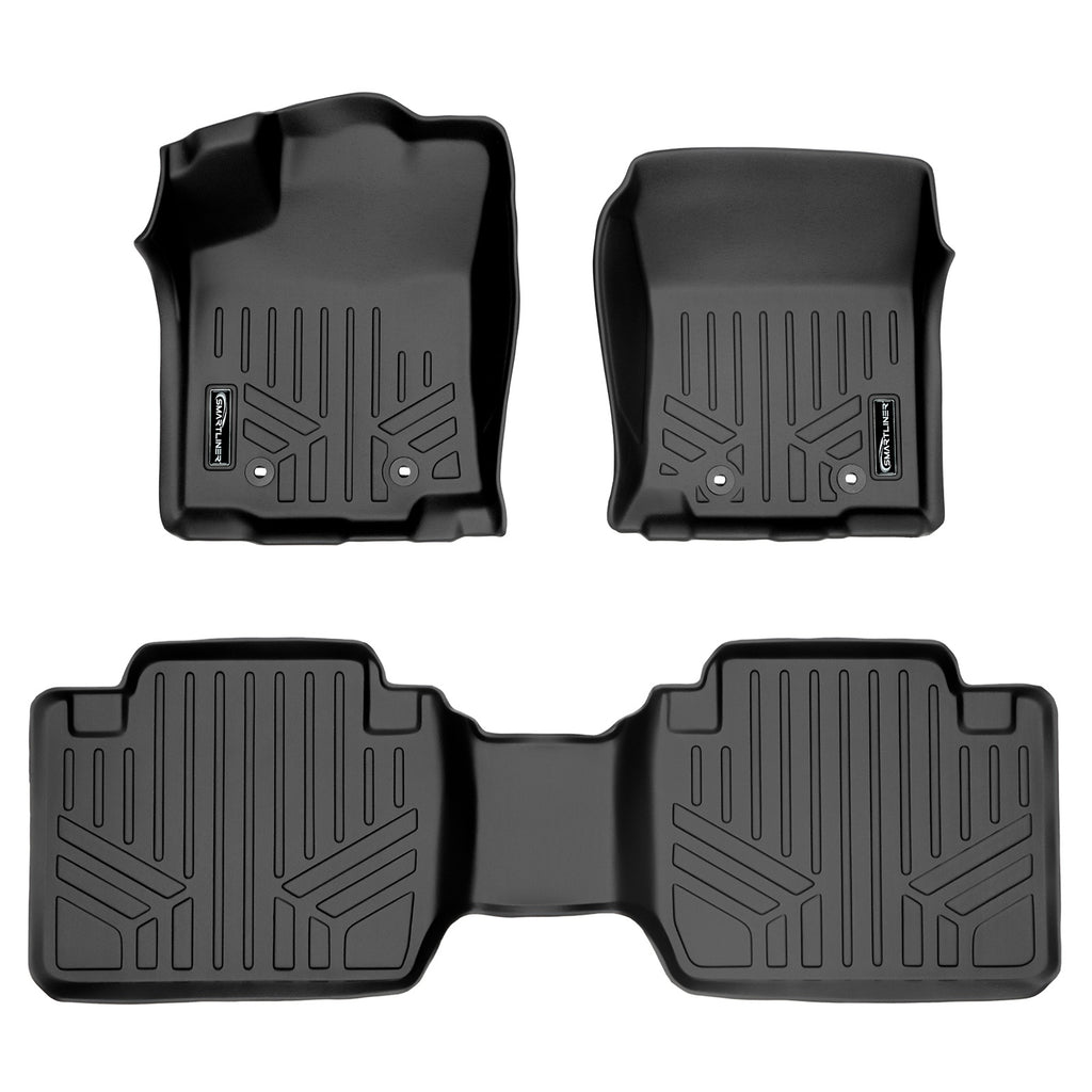 SMARTLINER Custom Fit Floor Mats 2 Row Liner Set Black Compatible With 2018-2021 Toyota Tacoma Access/Extended Cab (SA0354/B0211)