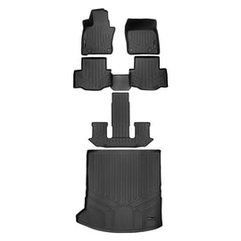 SMARTLINER Custom Fit All Weather Protection 3 Rows & Cargo Liner Behind 2nd Row Set Compatible With 2024 Mazda CX-90 Hybrid/ Plug-In Hybrid (SA0716/B0716/C0716/D0716)