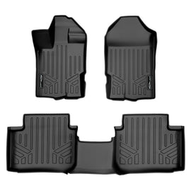 SMARTLINER Custom Floor Mats 2 Row Liner Set Black Compatible With Vinyl Flooring 2019-2021 Ford Ranger SuperCab (SA0454/B0455)