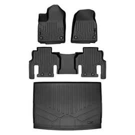 SMARTLINER All Weather Custom Fit Black 2 Row & Cargo Liner Behind the 3rd Row Floor Mat Liner Set Compatible With 2023-2024 Jeep Grand Wagoneer L (SA0573/B0589/E0708)