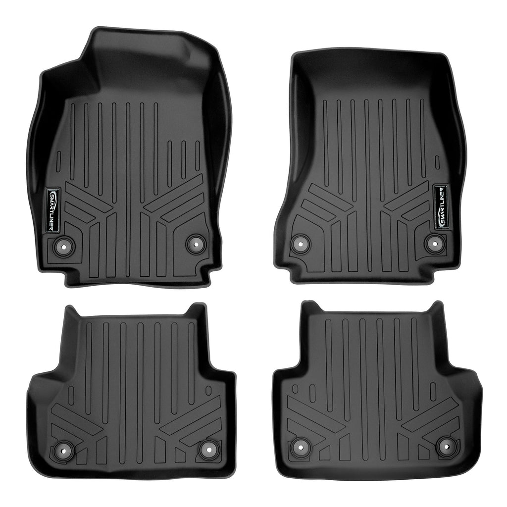SMARTLINER Custom Fit All Weather Protection Black 2 Row Floor Liners Compatible With 2017-2025 Audi A4/S4 (SA0352/B0352)