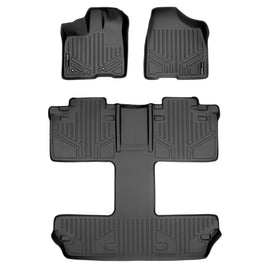SMARTLINER Custom Fit Floor Mats 3 Row Liner Set Black Compatible With 2011-2012 Toyota Sienna 7 Passenger Model (SA0083/B0128)