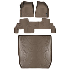 SMARTLINER Custom Fit Floor Mats 2 Rows and Cargo Liner Behind 2nd Row Set Tan Compatible With Traverse / Enclave with 2nd Row Bench Seat (SA1043/B1043/D1043)