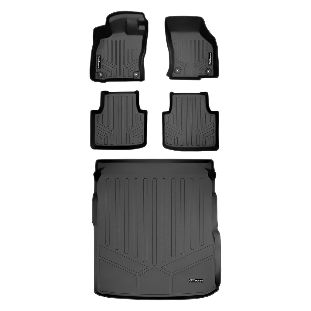 SMARTLINER Custom Fit All Weather Protection Black 2 Row Floor Liners & Cargo Liner behind the 2nd Row Seats Compatible With 2019-2024 Volkswagen Arteon (SA0467/B0467/D0467)