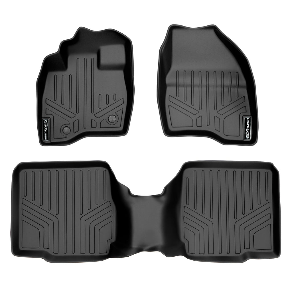 SMARTLINER Custom Fit Floor Mats 2 Row Liner Set Black Compatible With 2015-2016 Ford Explorer with 2nd Row Center Console (SA0161/B0109)