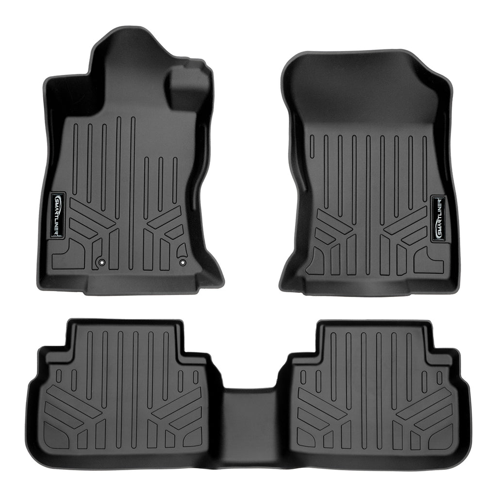 SMARTLINER Custom Fit All Weather 2 Row Black Floor Mat Liner Set Compatible With 2019-2022 Subaru Forester (SA0452/B0452)