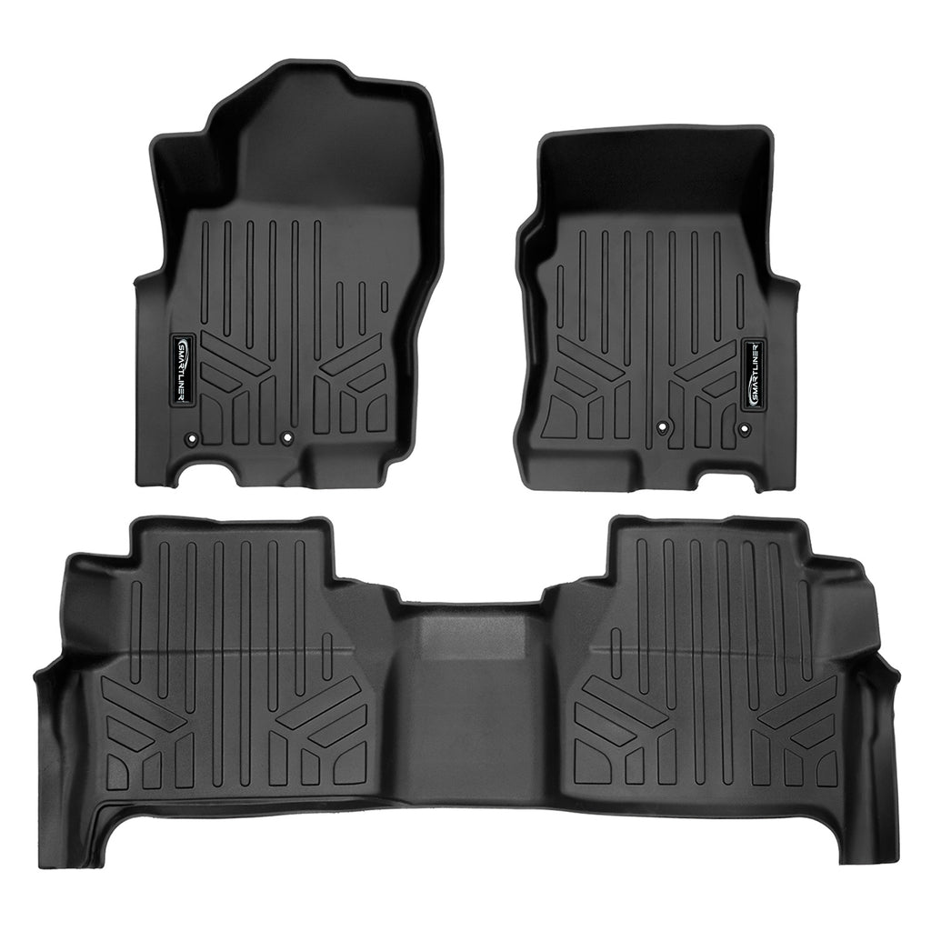 SMARTLINER Custom Floor Mats 2 Row Liner Set Black Compatible With 2022-2023 Nissan Frontier (SA0571/B0571)