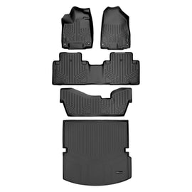 SMARTLINER Custom Fit All Weather Protection Black 3 Row Floor Liners & Cargo Liner behind the 2nd Row Seats Compatible With 2014-2020 Acura MDX (SA0158/B0158/C0158/D0158)
