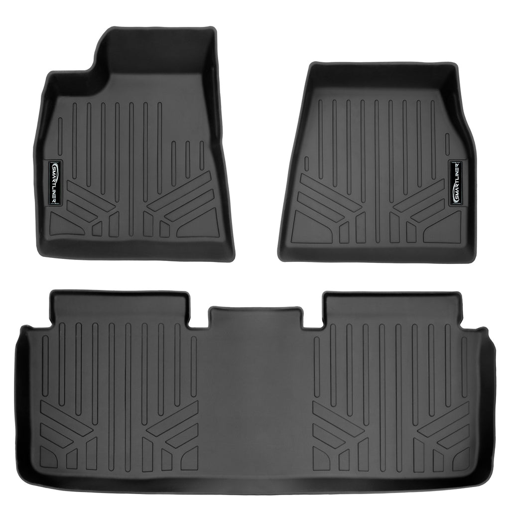 SMARTLINER Custom Fit Floor Mats 2 Row Liner Set Black Compatible With 2015-2019 Tesla Model S (SA0368/B0368)