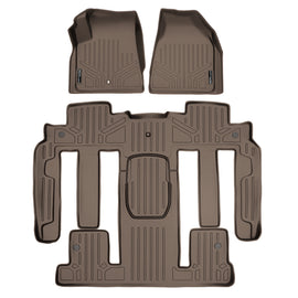 SMARTLINER Custom Fit Floor Mats 3 Row Liner Set Tan Compatible With Enclave / Acadia / Outlook with 2nd Row Bucket Seats (SA1043/B1326)