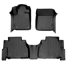 SMARTLINER Custom Fit Floor Mats 2 Row Liner Set Black Compatible With 2012-2022 Toyota Sequoia with 2nd Row Bench Seat (SA0108/B0272)