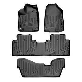 SMARTLINER Custom Fit All Weather Protection Black 3 Row Floor Liners Compatible With 2014-2020 Acura MDX (SA0158/B0158/C0158)