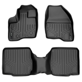 SMARTLINER Custom Fit Floor Mats 2 Row Liner Set Black Compatible With 2011-2014 Ford Explorer with 2nd Row Center Console (SA0082/B0109)