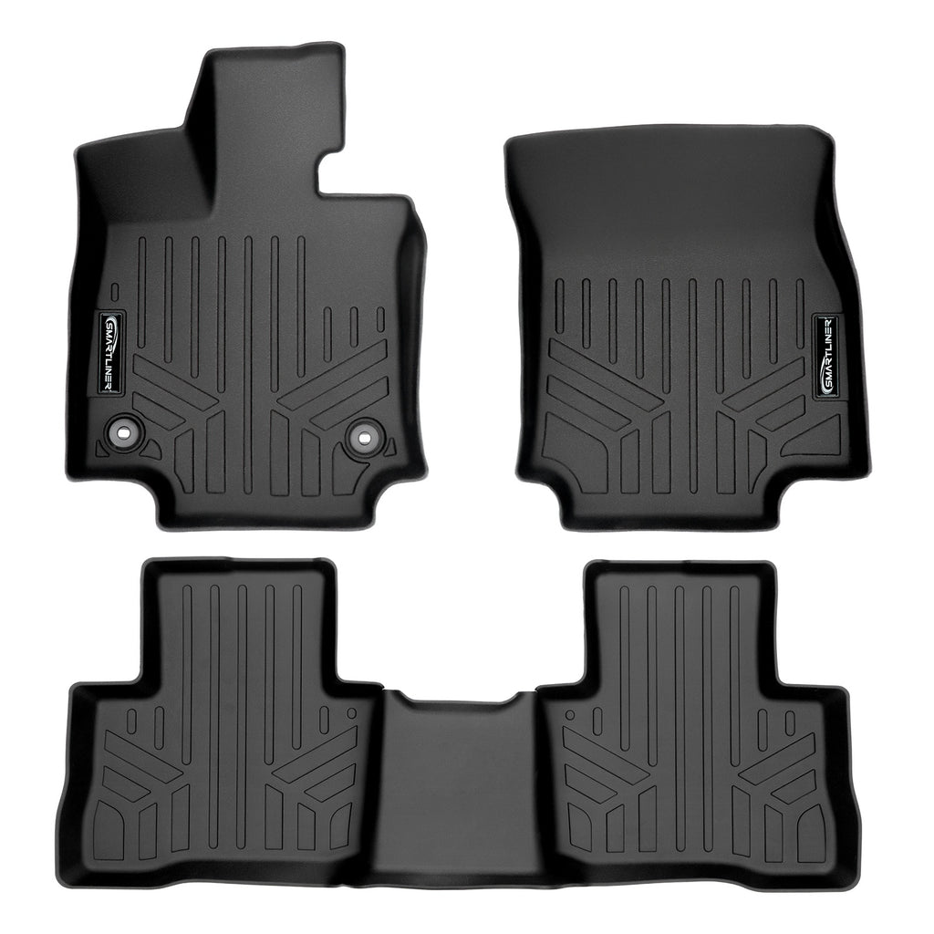 SMARTLINER All Weather Custom Fit Floor Mats 2 Row Liner Set Black Compatible With 2019-2023 Toyota Rav4 Hybrid (SA0418/B0488)