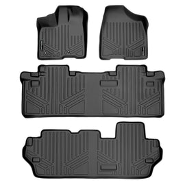 SMARTLINER Custom Fit Floor Mats 3 Row Liner Set Black Compatible With 2011-2012 Toyota Sienna 8 Passenger Model (SA0083/B0083/C0083)