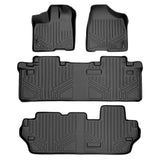 SMARTLINER Custom Fit Floor Mats 3 Row Liner Set Black Compatible With 2011-2012 Toyota Sienna 8 Passenger Model (SA0083/B0083/C0083)