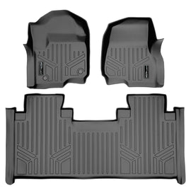 SMARTLINER Custom Floor Mats 2 Row Liner Set Grey Compatible With 2017-2022 Ford F-250/F-350 Super Duty SuperCab with 1st Row Bench Seat (SA2246/B2199-P)