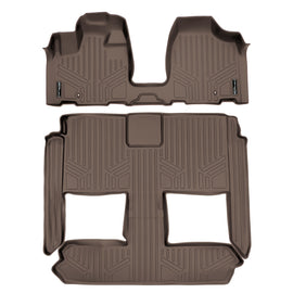 SMARTLINER Custom Floor Mats 3 Row Liner Set Tan Compatible With 2008-2020 Dodge Grand Caravan / Chrysler Town & Country (SA1213/B1046)