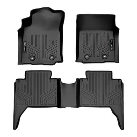 SMARTLINER All Weather Protection Custom Fit Black 2 Row Floor Mat Liner Set Compatible With 2018-2023 Toyota Tacoma Double Cab with Manual Transmission (SA0211/B0207)