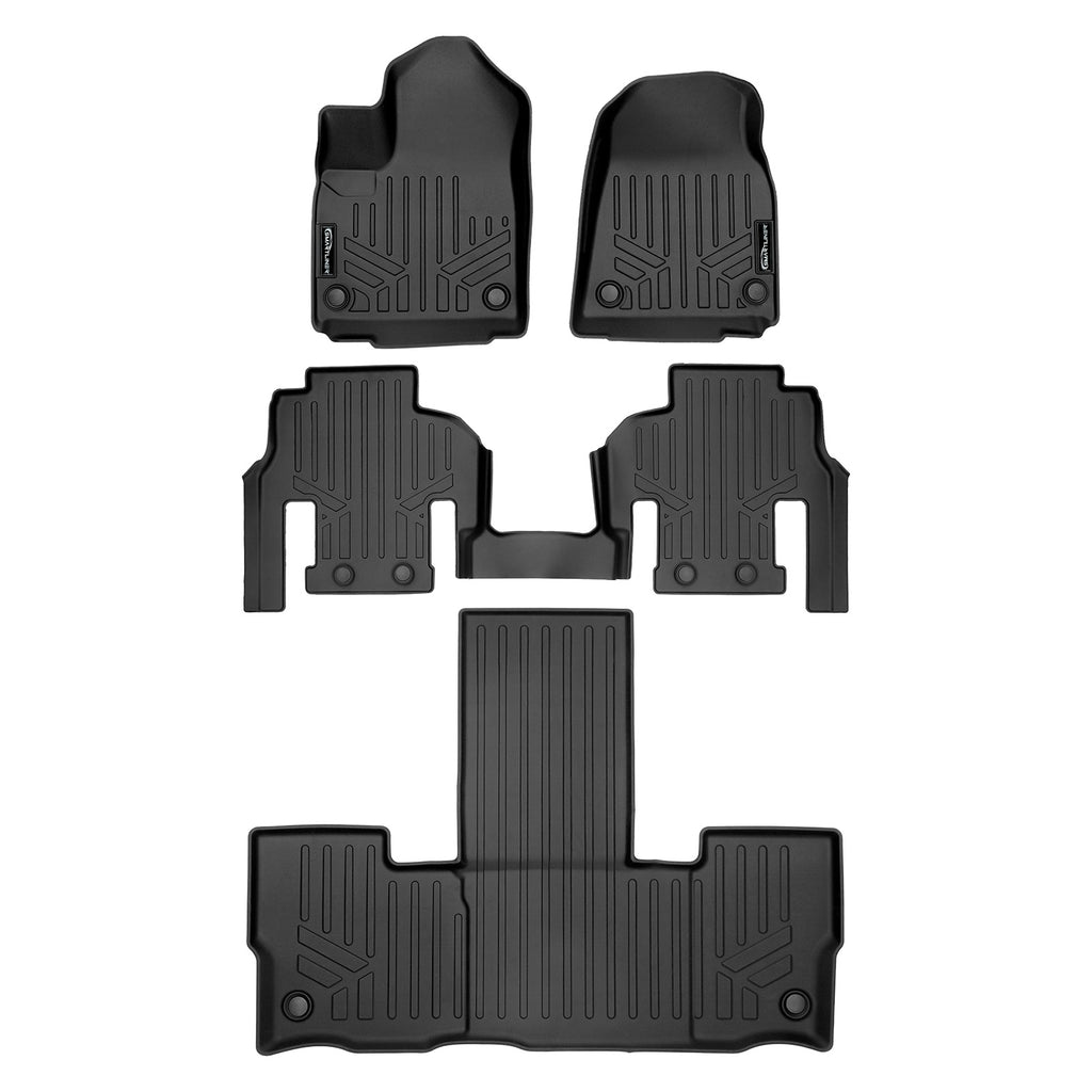 SMARTLINER All Weather Custom Fit Black 3 Row Floor Mat Liner Set Compatible With 2022-2023 Jeep Wagoneer (SA0573/B0573/C0573)