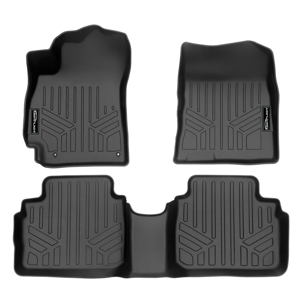 SMARTLINER Custom Fit All Weather Black 2 Row Floor Mat Liner Set Compatible With 2021-2025 Hyundai Elantra (SA0538/B0538)