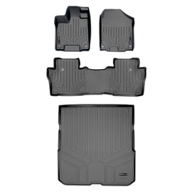 SMARTLINER Custom Fit Floor Mats 2 Rows and Cargo Liner Behind 2nd Row Set Grey Compatible With 2016-2022 Honda Pilot (SA2200/B2200/D2200)