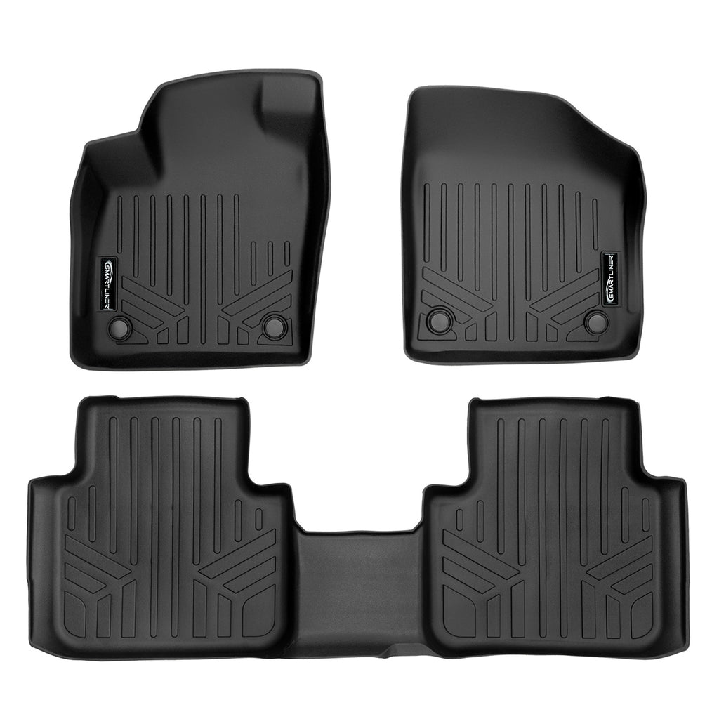 SMARTLINER All Weather Floor Mats 2 Row Liner Set Black Compatible With 2018-2022 Volkswagen Atlas with 2nd Row Bench Seat (SA0300/B0300)