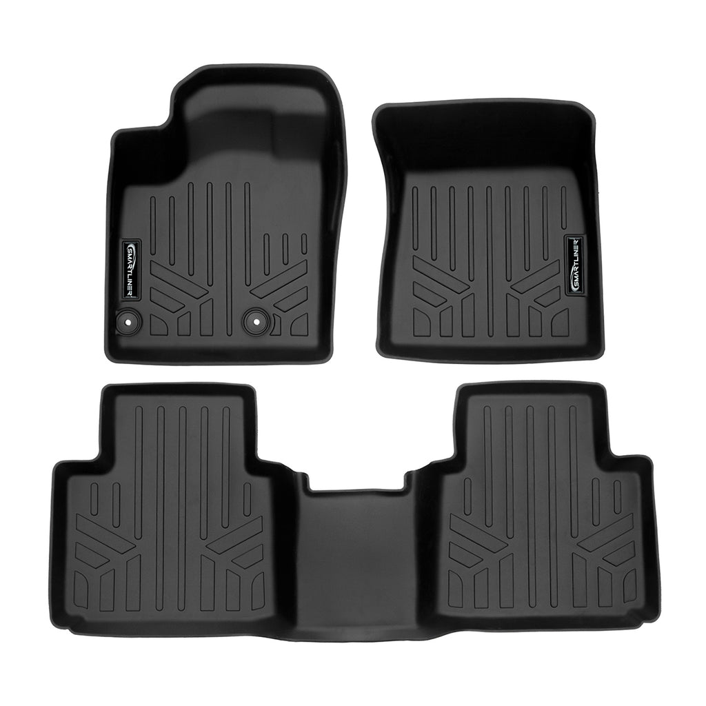 SMARTLINER Custom Fit Floor Mats 2 Row Liner Set Black Compatible With 2022-2023 Mitsubishi Outlander (SA0561/B0561)