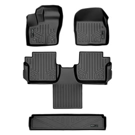 SMARTLINER Floor Mats 2 Rows & Cargo Liner Behind 3rd Row Black 16-20 Transit Connect 2nd Row Bucket Seats W/Carpet Flooring (SA0363/B0478/E0478)