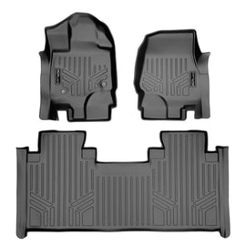 SMARTLINER Custom Fit Floor Mats 2 Row Liner Set Grey Compatible With 2015-2022 Ford F-150 SuperCab with 1st Row Bench Seats (SA2167/B2199)