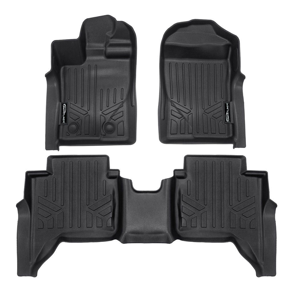 SMARTLINER Custom Fit All Weather Protection Black 2 Row Floor Liners Compatible With 2024-2025 Ford Ranger (SA0748/B0748)