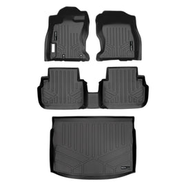 SMARTLINER Custom Fit All Weather 2 Row Floor Mats & Cargo Liner Set Black Compatible With 2018-2023 Subaru Impreza Hatchback / Subaru Crosstek (SA0358/B0358/D0358)