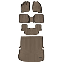 Load image into Gallery viewer, SMARTLINER Floor Mats 3 Rows and Cargo Liner Behind 2nd Row Set Tan Compatible With 2011-2014 Ford Explorer with 2nd Row Center Console (SA1082/B1109/C1082/D1082)