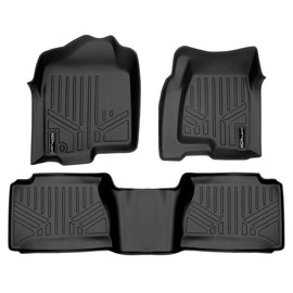 SMARTLINER Floor Mats 2 Row Liner Set Black Compatible With 2001-2007 Silverado/Sierra 1500/2500/3500 Extended Cab Classic Body Style (SA0178/B0179)