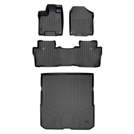 SMARTLINER Custom Fit Floor Mats 2 Rows and Cargo Liner Behind 2nd Row Set Black Compatible With 2016-2022 Honda Pilot (SA0200/B0200/D0200)