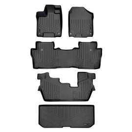 SMARTLINER Custom Fit Floor Mats 3 Rows and Cargo Liner Behind 3rd Row Set Black Compatible With 2016-2022 Honda Pilot 8 Passenger Model (SA0200/B0200/C0200/E0200)
