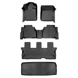 SMARTLINER Custom Fit Floor Mats and Cargo Liner Behind 3rd Row Set Compatible With 2012-2022 Toyota Sequoia with 2nd Row Bench Seat (SA0108/B0272/C0272/D0028)