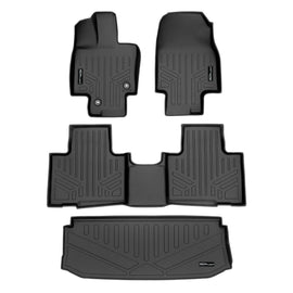 SMARTLINER Floor Mats 2 Rows & Cargo Liner Behind 3rd Row Set Black Compatible With 2020-2022 Toyota Highlander (SA0500/B0500/E0515)