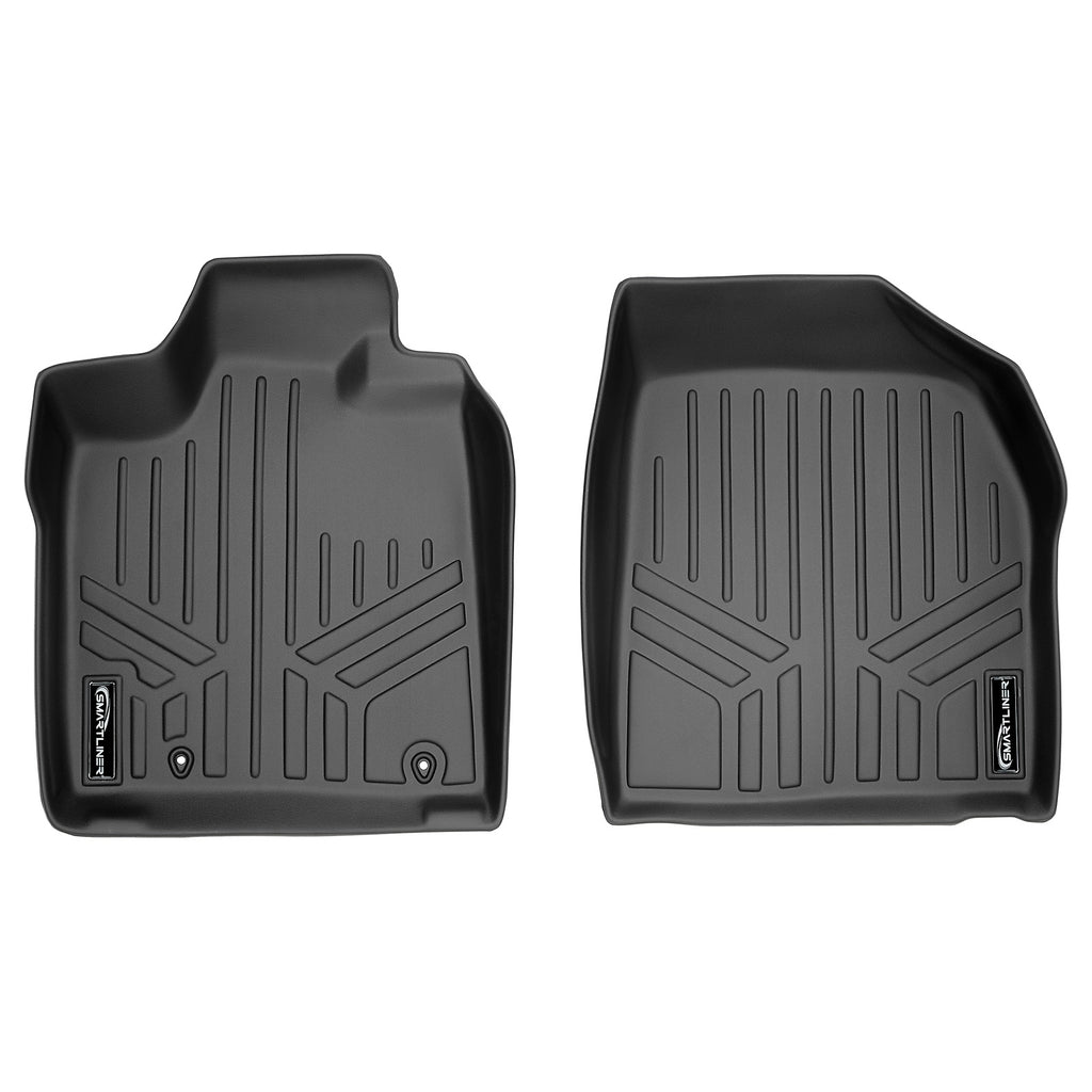 SMARTLINER Custom Fit Floor Mats 1st Row Liner Set Black Compatible With 2008-2013 Toyota Highlander Hybrid Only (SA0037)